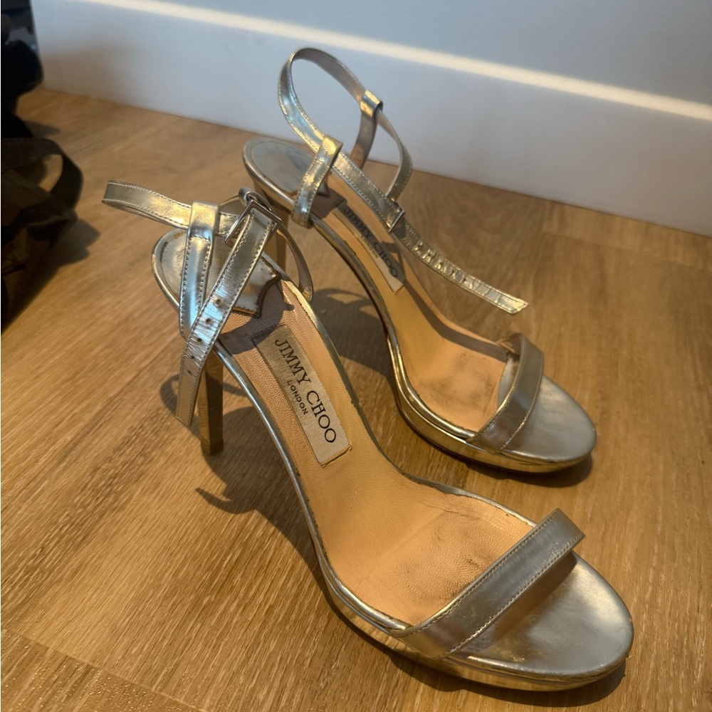 Jimmy Choo Silver Strappy Heels